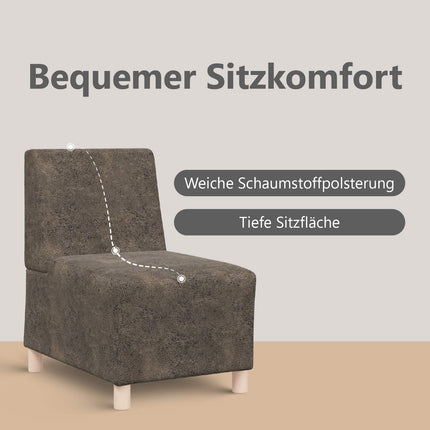 Modulsofa utan armstöd 3 st Mörkgrå Faux Mockaläder