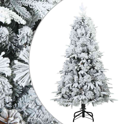 Konstgjord Vikbar Julgran Snö Flocked med stativ Vit 150 cm