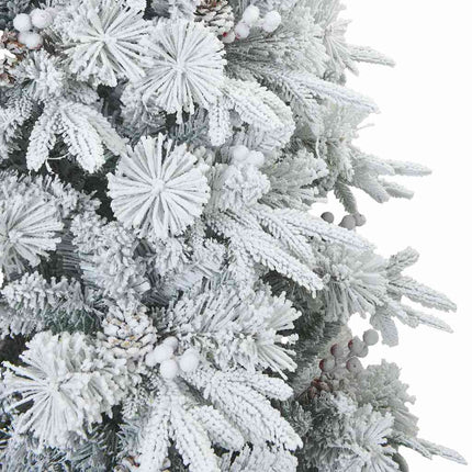Konstgjord Vikbar Julgran Snö Flocked med stativ Vit 180 cm