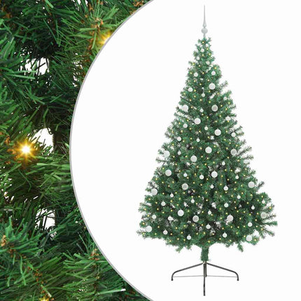 Konstgjord Förbelyst Julgran med 300 LED-lampor Grön 240 cm PVC
