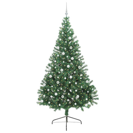 Konstgjord Förbelyst Julgran med 300 LED-lampor Grön 240 cm PVC
