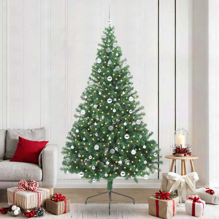 Konstgjord Förbelyst Julgran med 300 LED-lampor Grön 240 cm PVC