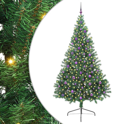 Konstgjord Förbelyst Julgran med 300 LED-lampor Grön 240 cm PVC