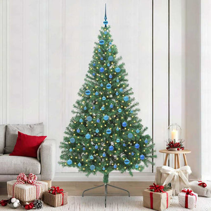 Konstgjord Förbelyst Julgran med 300 LED-lampor Grön 240 cm PVC