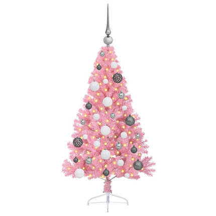 Konstgjord Förbelyst Julgran med 150 LED-lampor Rosa 120 cm PVC