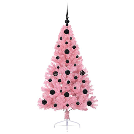 Konstgjord Förbelyst Julgran med 150 LED-lampor Rosa 120 cm PVC