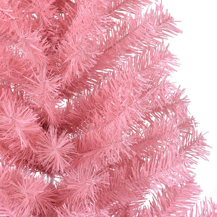Konstgjord Förbelyst Julgran med 150 LED-lampor Rosa 120 cm PVC