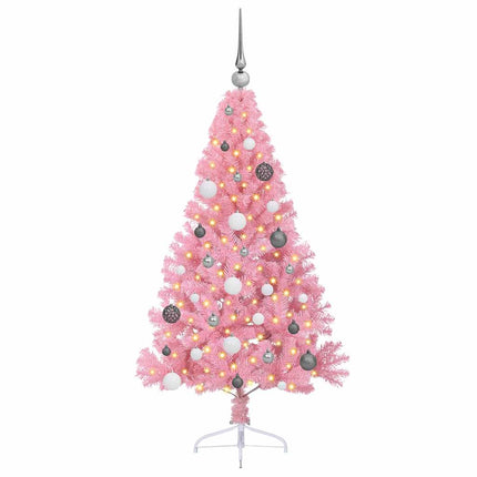 Konstgjord Förbelyst Julgran med 150 LED-lampor Rosa 150 cm PVC