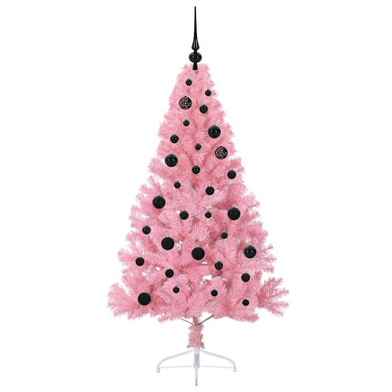 Konstgjord Förbelyst Julgran med 150 LED-lampor Rosa 150 cm PVC