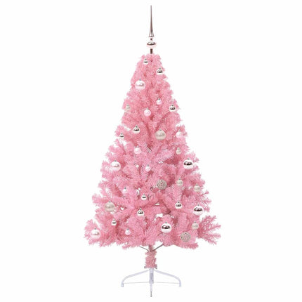 Konstgjord Förbelyst Julgran med 150 LED-lampor Rosa 150 cm PVC