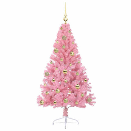 Konstgjord Förbelyst Julgran med 150 LED-lampor Rosa 150 cm PVC