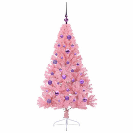 Konstgjord Förbelyst Julgran med 150 LED-lampor Rosa 150 cm PVC