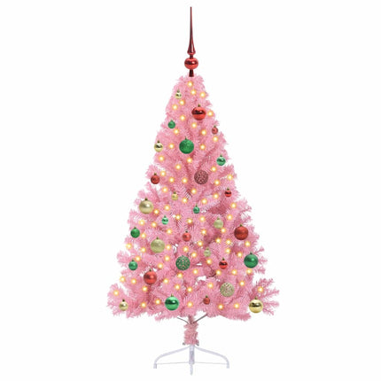 Konstgjord Förbelyst Julgran med 150 LED-lampor Rosa 150 cm PVC