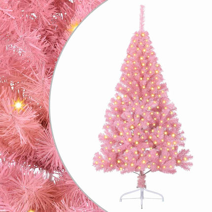 Konstgjord Förbelyst Julgran med 300 LED-lampor Rosa 180 cm PVC