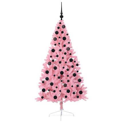 Konstgjord Förbelyst Julgran med 300 LED-lampor Rosa 180 cm PVC