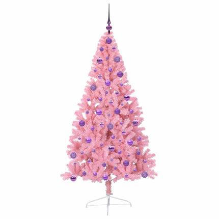 Konstgjord Förbelyst Julgran med 300 LED-lampor Rosa 180 cm PVC