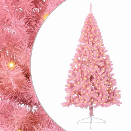 Konstgjord Förbelyst Julgran med 300 LED-lampor Rosa 240 cm PVC