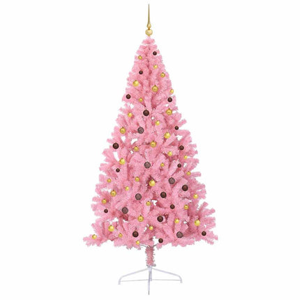 Konstgjord Förbelyst Julgran med 300 LED-lampor Rosa 240 cm PVC
