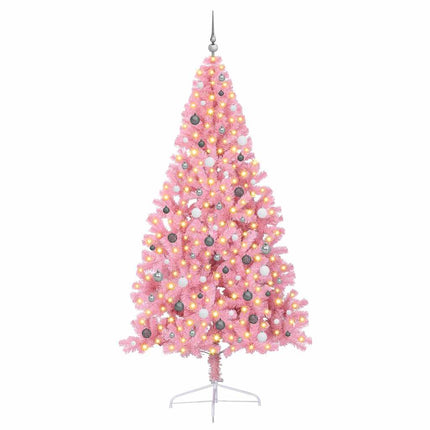 Konstgjord Förbelyst Julgran med 300 LED-lampor Rosa 240 cm PVC
