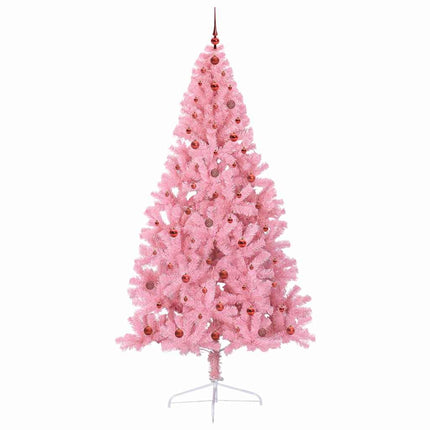 Konstgjord Förbelyst Julgran med 300 LED-lampor Rosa 240 cm PVC