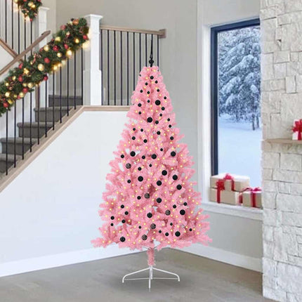 Konstgjord Förbelyst Julgran med 300 LED-lampor Rosa 240 cm PVC