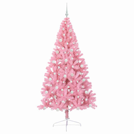 Konstgjord Förbelyst Julgran med 300 LED-lampor Rosa 240 cm PVC