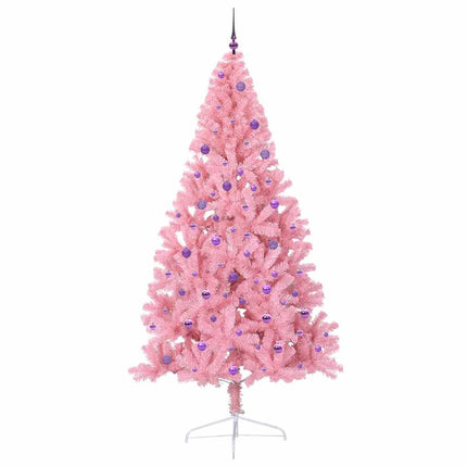 Konstgjord Förbelyst Julgran med 300 LED-lampor Rosa 240 cm PVC