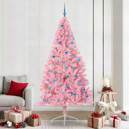 Konstgjord Förbelyst Julgran med 300 LED-lampor Rosa 240 cm PVC