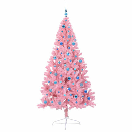 Konstgjord Förbelyst Julgran med 300 LED-lampor Rosa 240 cm PVC