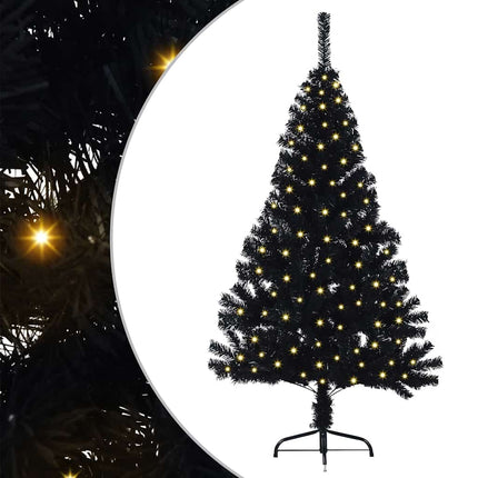 Konstgjord Förbelyst Julgran Svart 120 cm PVC
