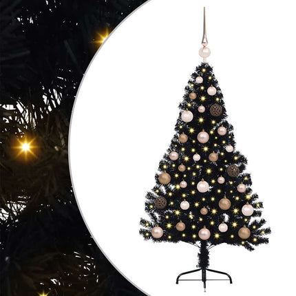 Konstgjord Förbelyst Julgran Svart 120 cm PVC