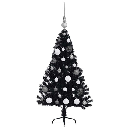 Konstgjord Förbelyst Julgran Svart 120 cm PVC