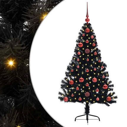 Konstgjord Förbelyst Julgran Svart 120 cm PVC