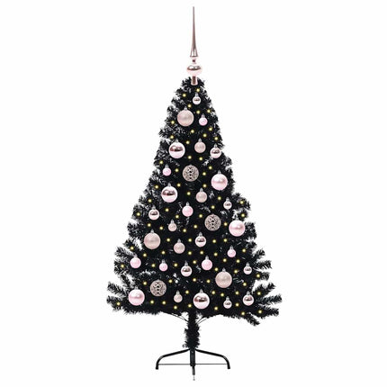 Konstgjord Förbelyst Julgran Svart 120 cm PVC