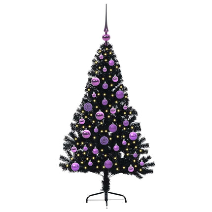 Konstgjord Förbelyst Julgran Svart 120 cm PVC