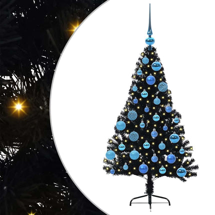Konstgjord Förbelyst Julgran Svart 120 cm PVC