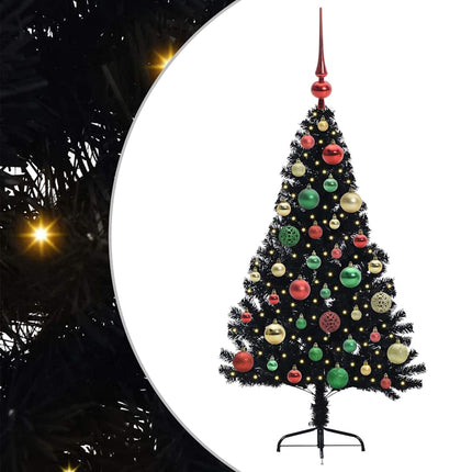 Konstgjord Förbelyst Julgran Svart 120 cm PVC