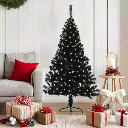 Konstgjord Förbelyst Julgran Svart 150 cm PVC