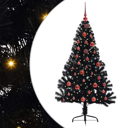 Konstgjord Förbelyst Julgran Svart 150 cm PVC