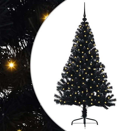Konstgjord Förbelyst Julgran Svart 150 cm PVC