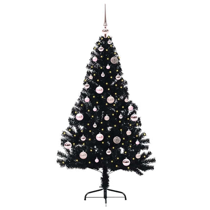 Konstgjord Förbelyst Julgran Svart 150 cm PVC