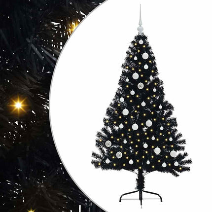 Konstgjord Förbelyst Julgran Svart 150 cm PVC