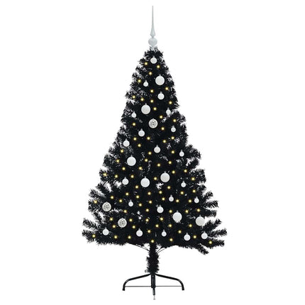 Konstgjord Förbelyst Julgran Svart 150 cm PVC