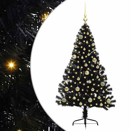 Konstgjord Förbelyst Julgran Svart 150 cm PVC