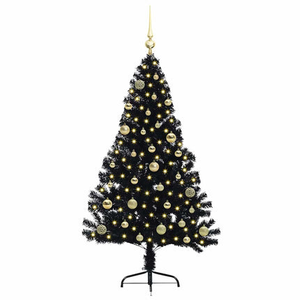 Konstgjord Förbelyst Julgran Svart 150 cm PVC