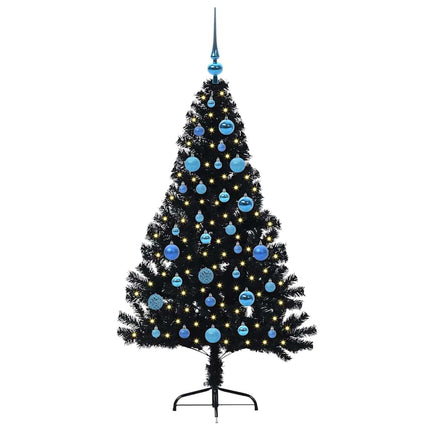 Konstgjord Förbelyst Julgran Svart 150 cm PVC