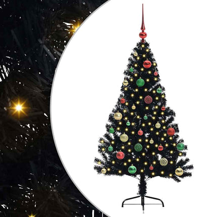 Konstgjord Förbelyst Julgran Svart 150 cm PVC