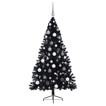 Konstgjord Förbelyst Julgran Svart 180 cm PVC