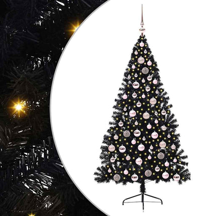 Konstgjord Förbelyst Julgran Svart 180 cm PVC