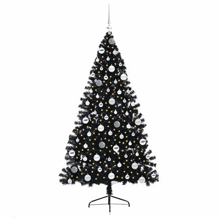 Konstgjord Förbelyst Julgran Svart 180 cm PVC